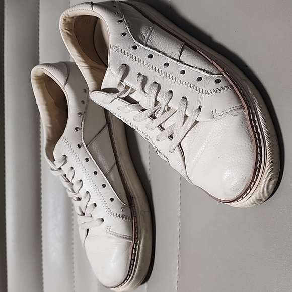 CROWN VINTAGE Kalinda Sneakers Size 7 Studs Chunky Bone Ivory Leather - Picture 6 of 13